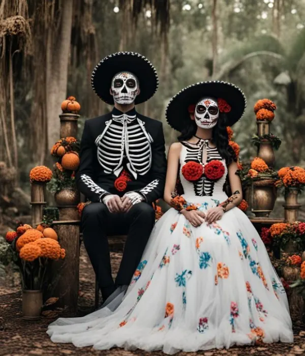 Day of the Dead Bride & Groom Couple Halloween Costume