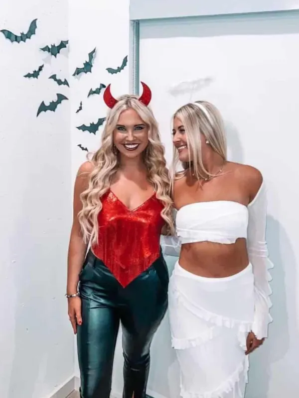Angel & Devil Duo Last-Minute Halloween Costumes for collage girls