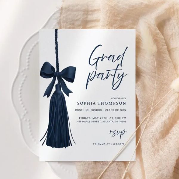 Coquette Bow Grad Party Invite