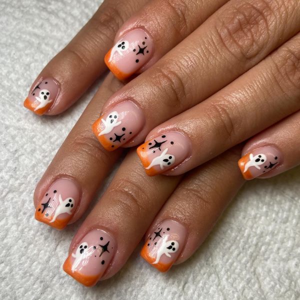 short Halloween Bat Nails