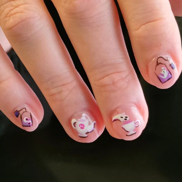 Halloween Tea Party Time Nail Art