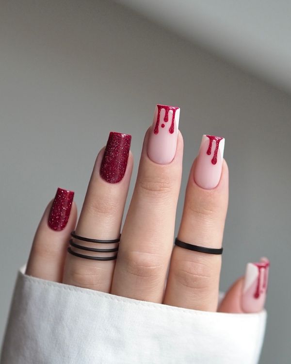 Halloween short Blood Drip Nails