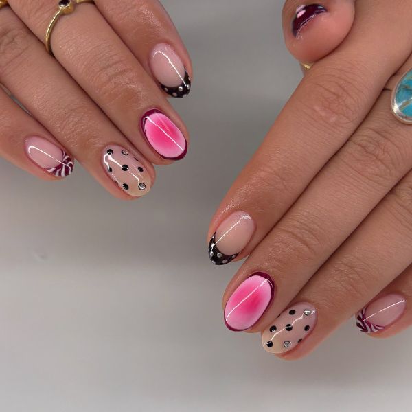 Halloween short Mixed Mani Glam