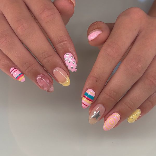 Halloween short colorful nail art designs