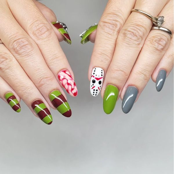 Halloween short horror-themed nail