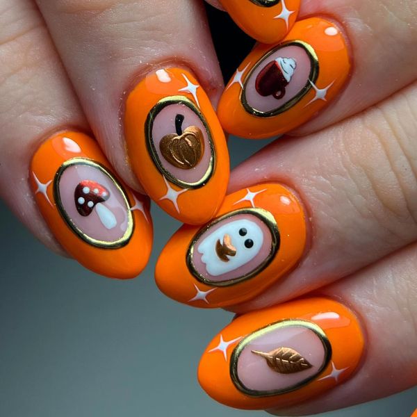 Halloween short themed nail art