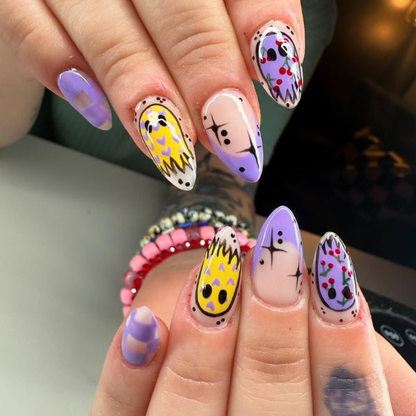 Halloween-themed ghost nails