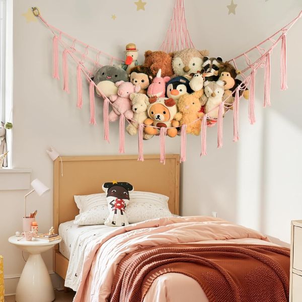 Large Stuffed Animal Storage Hammock Corner Net dorm room decor