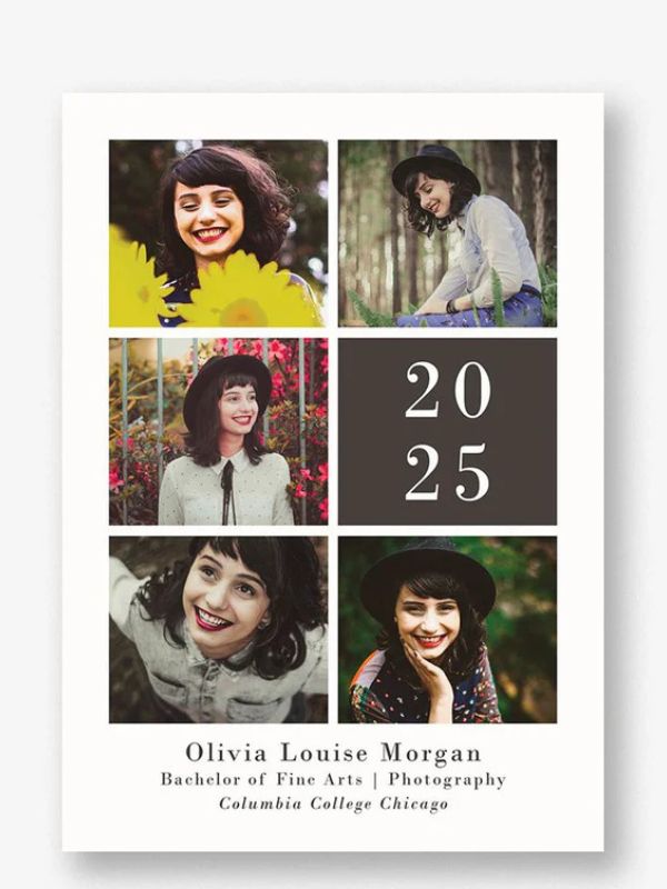 Multi Photo Grid Vertical Graduation Announcement