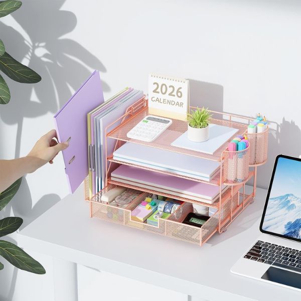 Paper Letter Tray Organizer with File Holder for dorm room