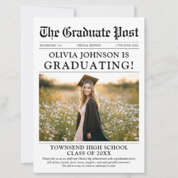 Newspaper Graduation Invitation