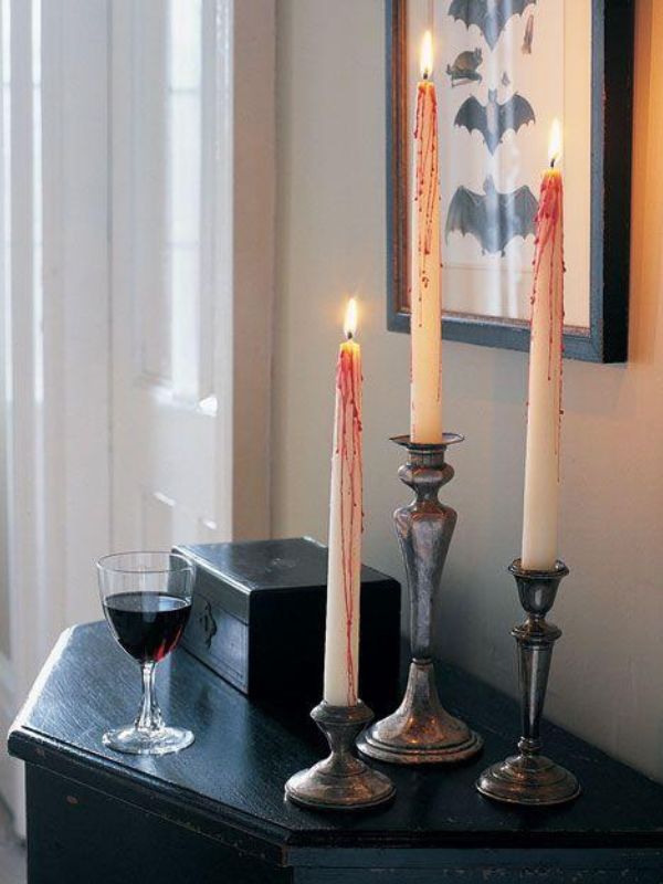White Taper Bleeding Candle halloween decoration indoor