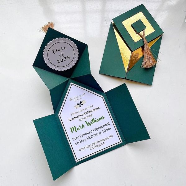 graduation cap-shaped announcement card
