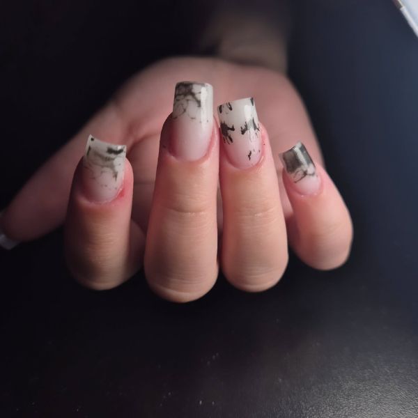 short Halloween Textured Nail Design